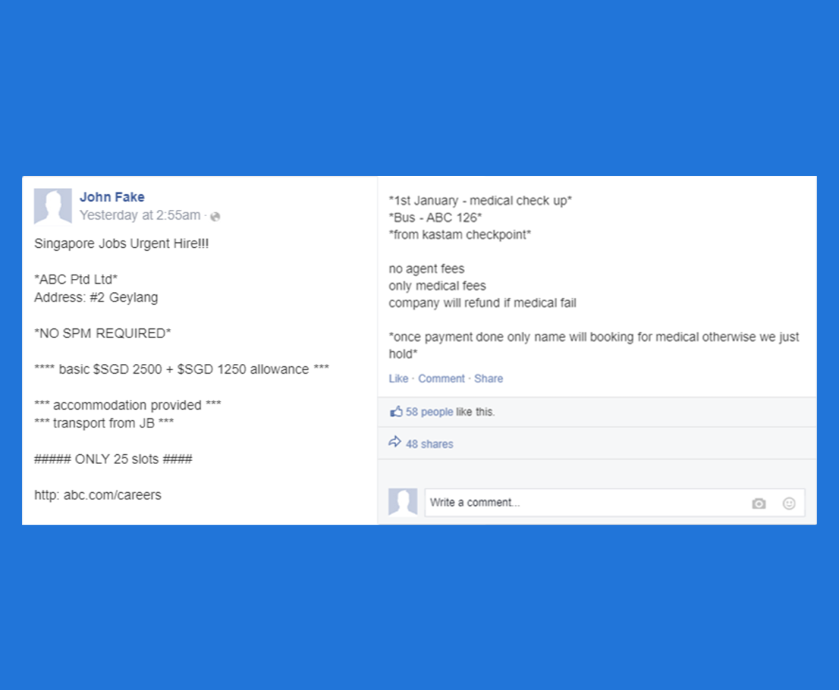 facebook job scams