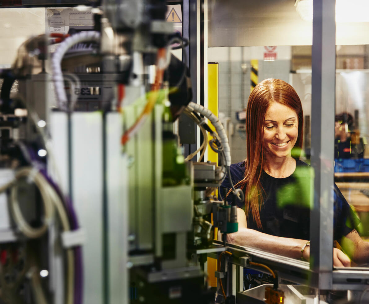 a woman working in manufacturing