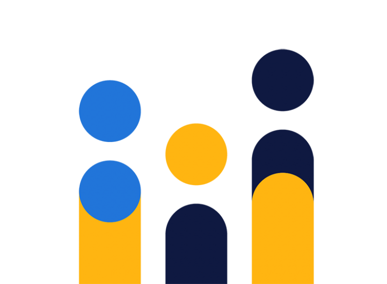 drawing of three people of different height and colours